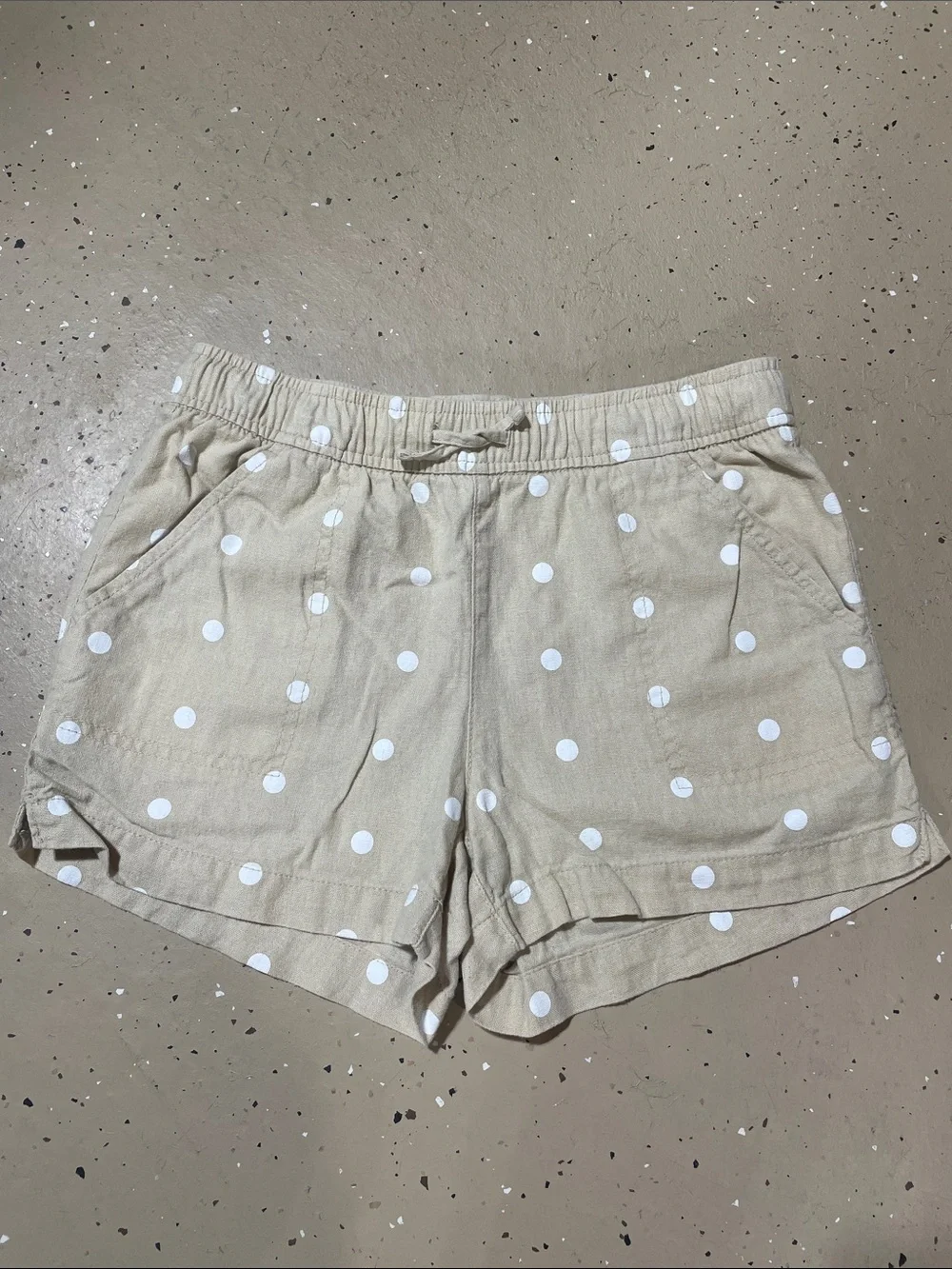 Girls Old Navy Tan Polka Dot Linen Blend Shorts